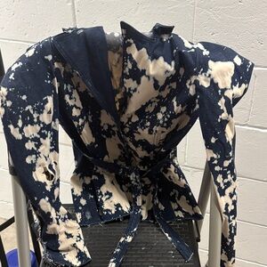Betsey Johnson Navy and Cream Tie-Dye Jacket